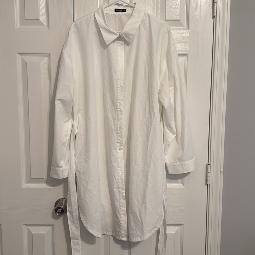 2xl SHEIN white collared shirt mini dress